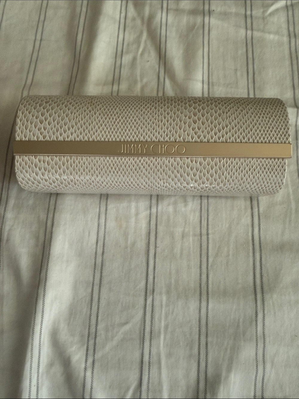 Jimmy Choo Sunglasses Eyeglasses Case Only Cream Round Snakeskin Print
